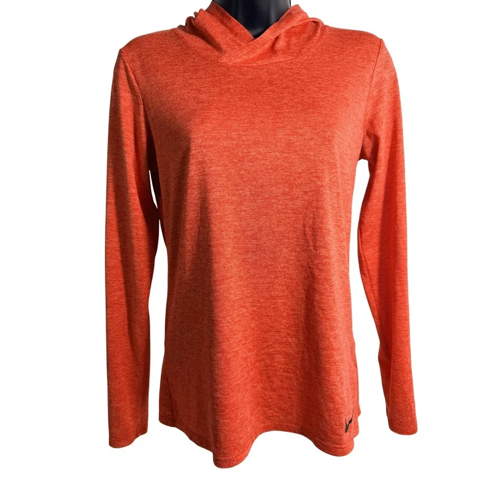 Nike Hoodie Womens XS Orange Dri-FIT Lightweight Long Sleeve Pullover Running‎